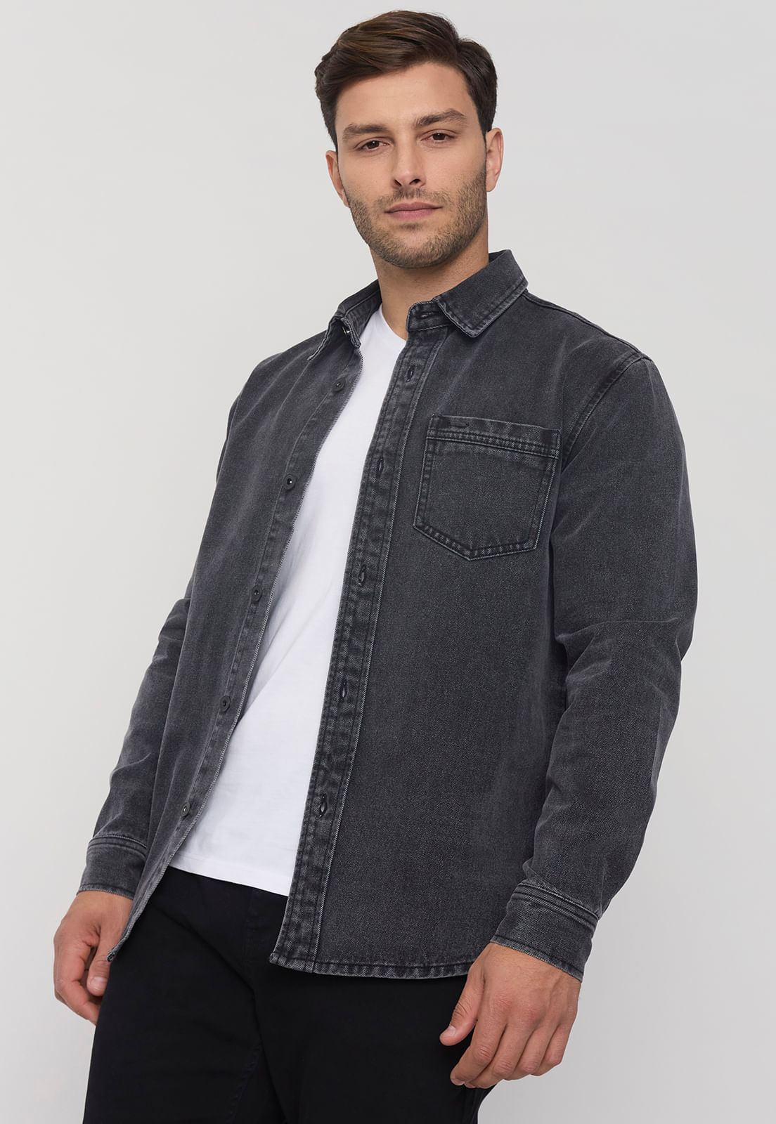 Sobrecamisa Hombre Negro Denim