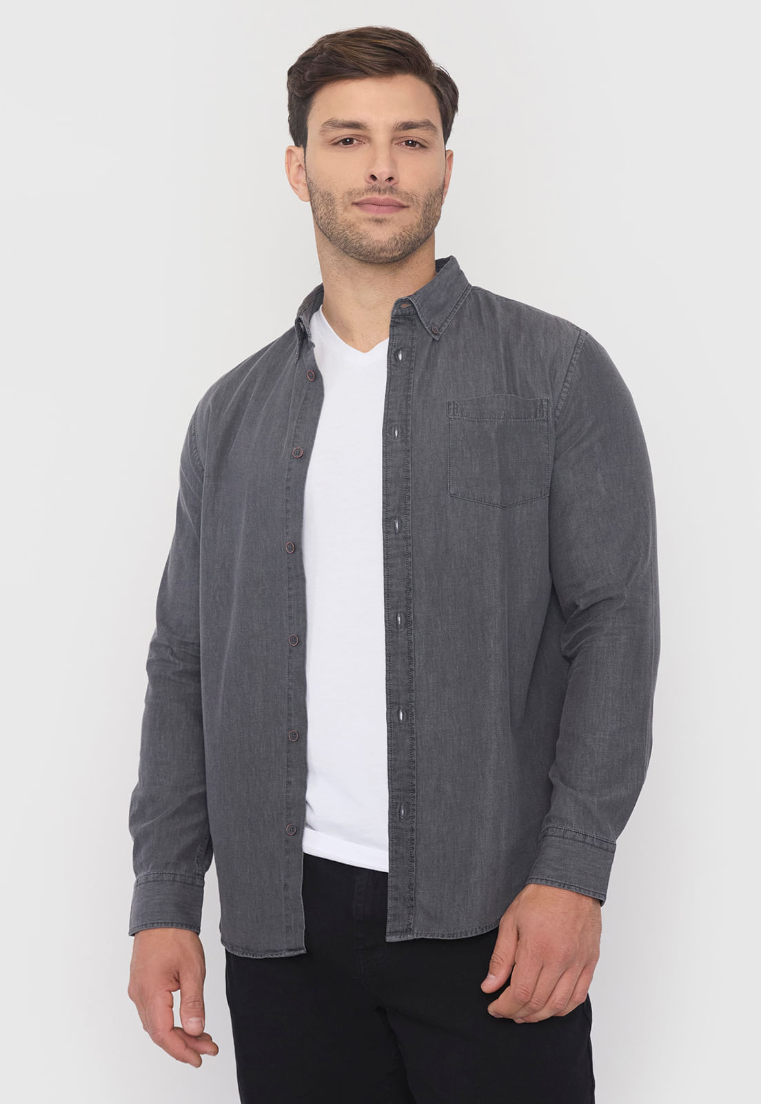 Camisa Hombre Gris Denim