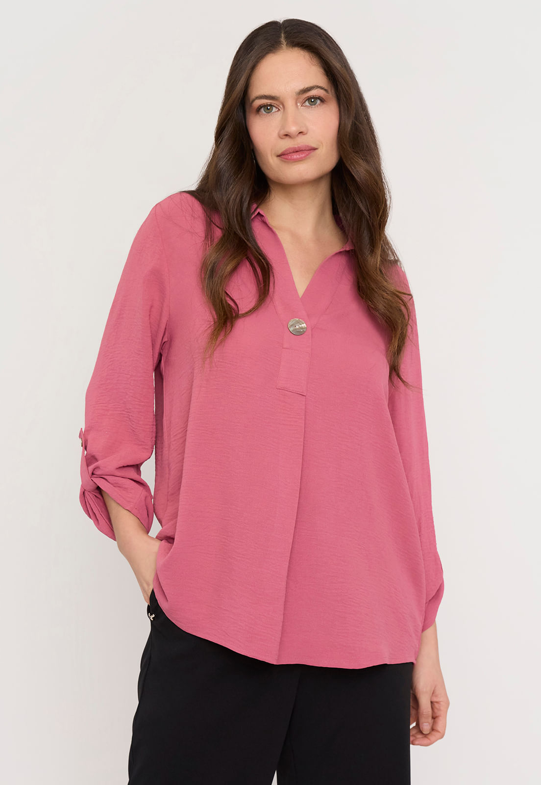 Blusa Mujer Botón Rosa