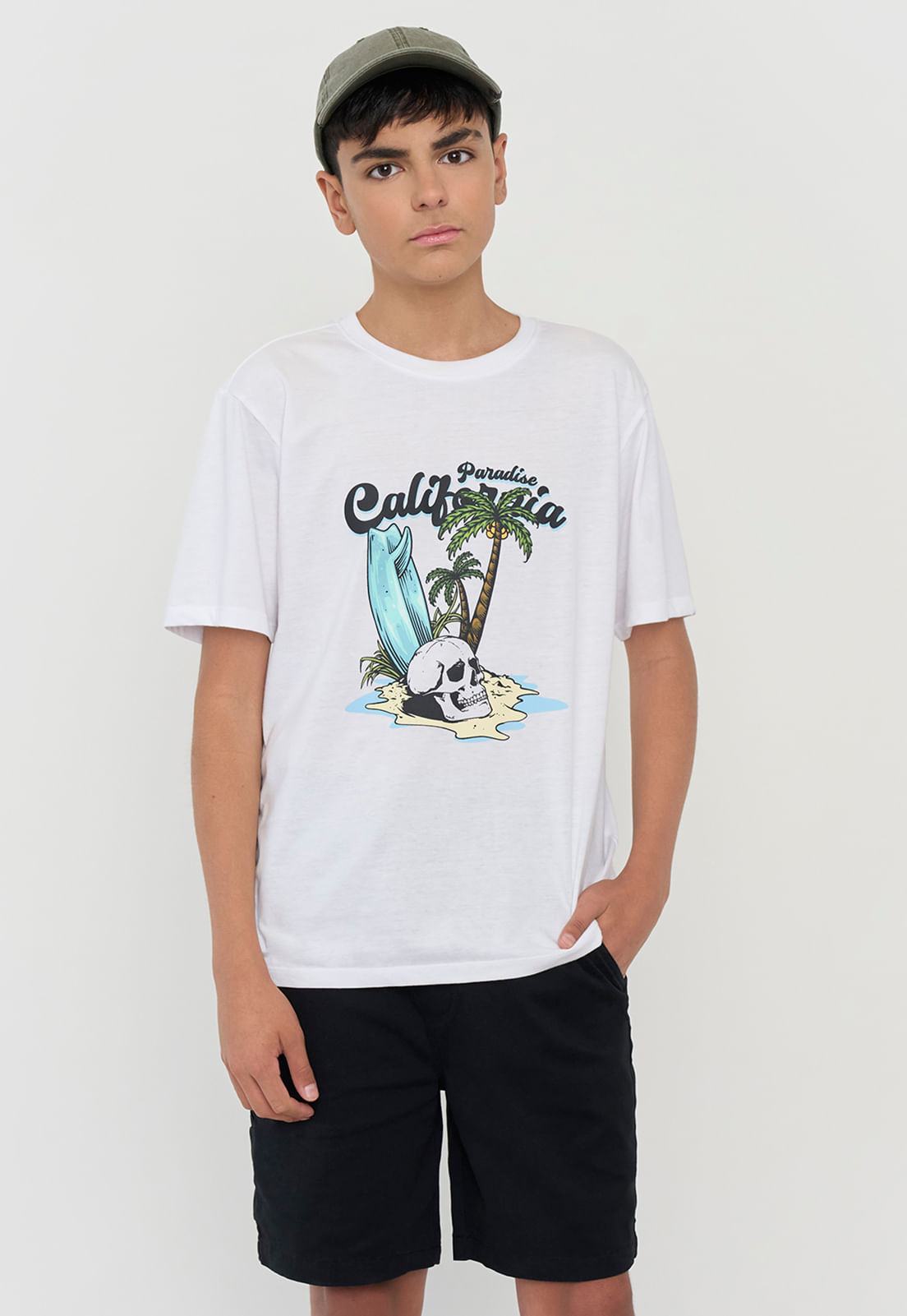 Polera Niño Teen Manga Corta Fun Blanco