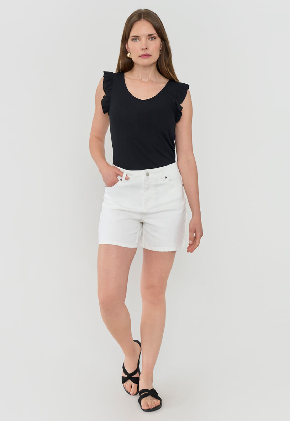 Short Mujer Mom Blanco Denim