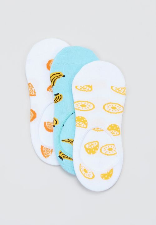 Calcetines Mujer Invisibles Frutas Blanco