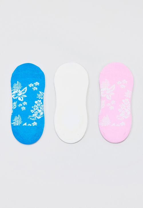 Calcetines Mujer Invisibles Flores Blanco