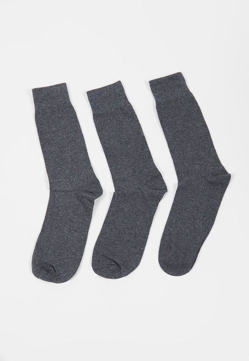 Calcetines Hombre Tripack Liso Charcoal