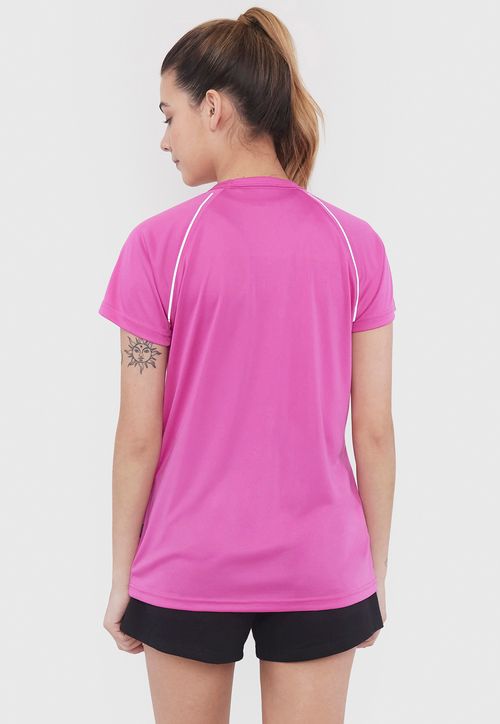 Polera Mujer Deportiva V-Neck Poliéster Color Fucsia