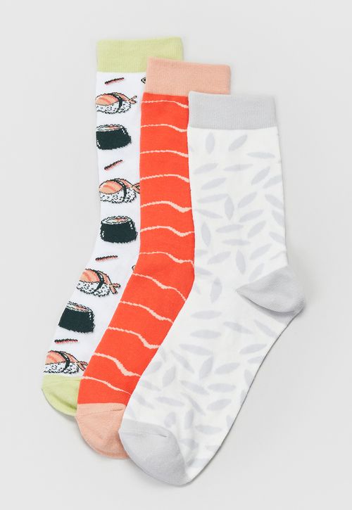 Calcetines Hombre Tripack Print Naranjo