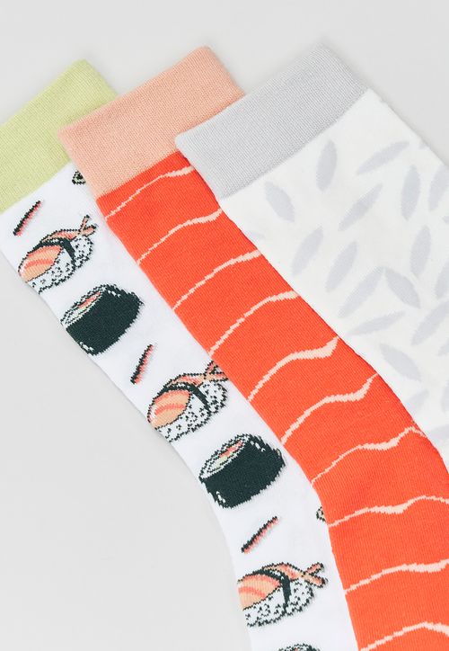Calcetines Hombre Tripack Print Naranjo