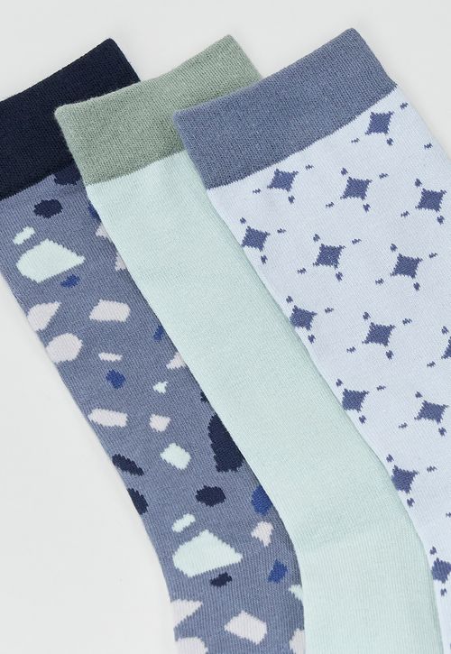 Calcetines Hombre Tripack Print Celeste