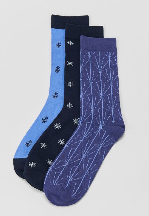 Calcetines Hombre Tripack Print Azul