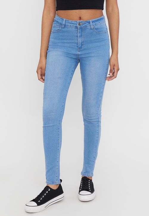 Jeans Mujer Skinny Básico Push Up Azul Claro