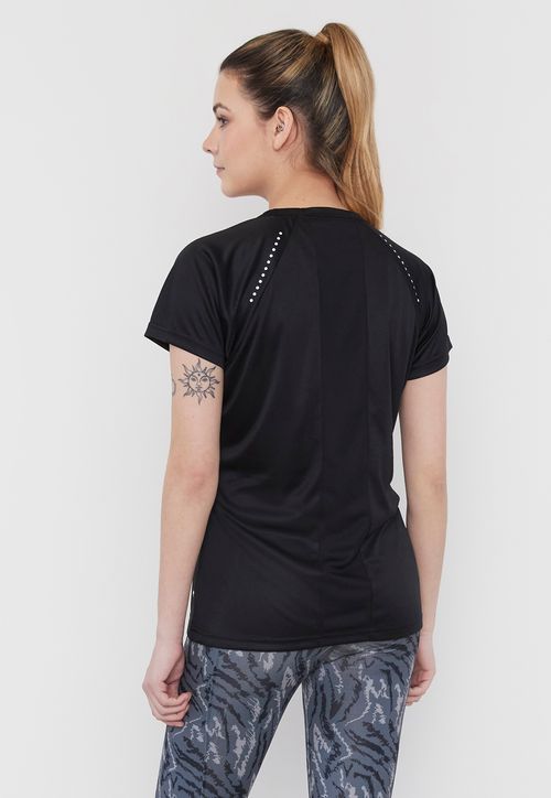 Polera Mujer Deportiva Poliéster V-Neck Negro
