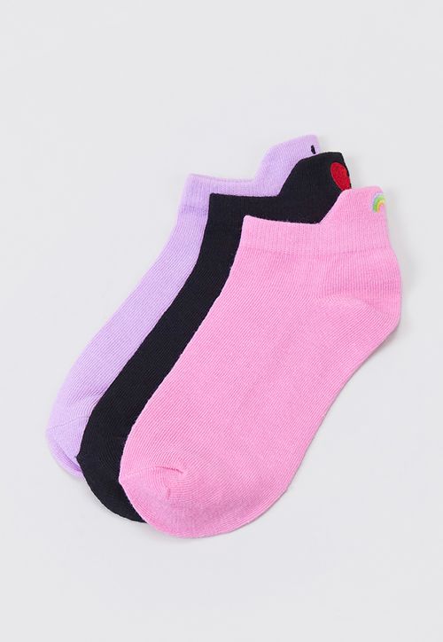 Calcetines Mujer Cortos Rosado/Negro/Morado