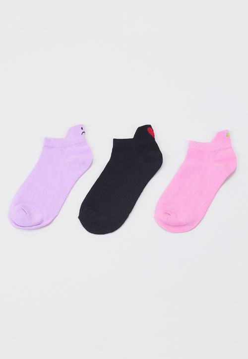 Calcetines Mujer Cortos Rosado/Negro/Morado