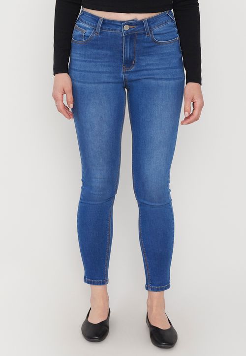 Jeans Mujer Push Up Skinny Azul Medio