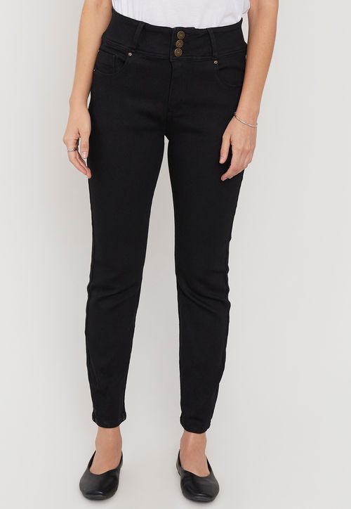Jeans Mujer Negro Push Up 3 Botones