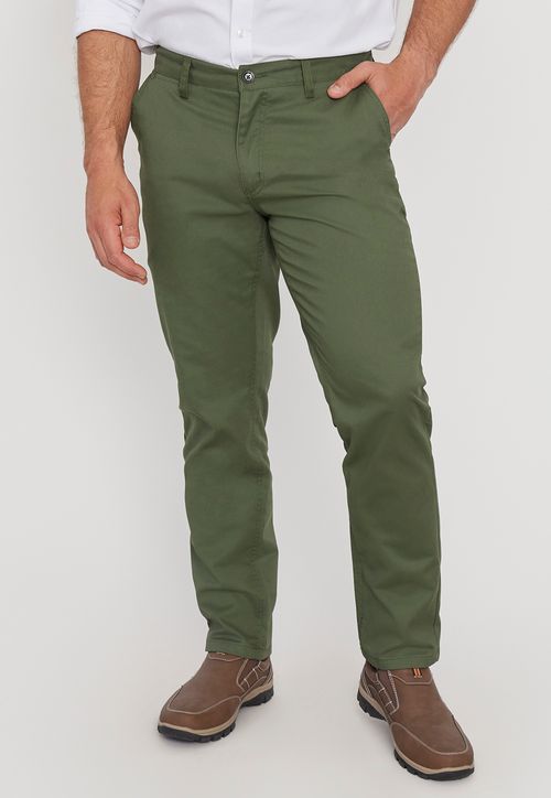 Pantalón Hombre Slim Fit Verde Bolsillos Chino