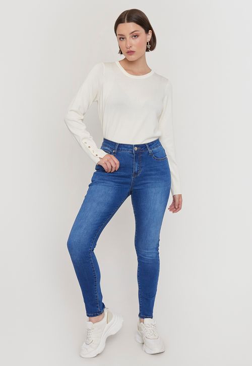 Jeans Mujer Calce Skinny Azul Medio