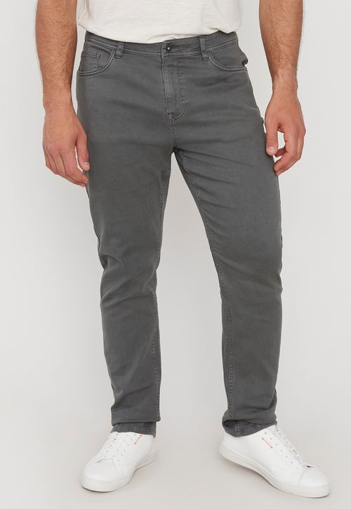 Pantalón Hombre Slim Fit 5 Pocket Gris Liso