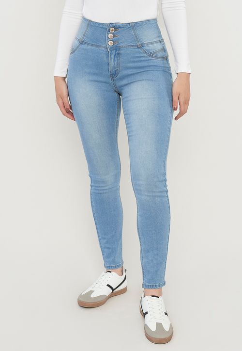 Jeans Mujer Azul C Push Up 3 Botones