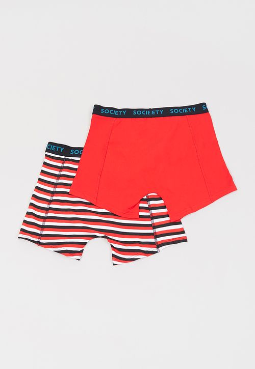 Bóxer Hombre Bipack Print Líneas Rojo