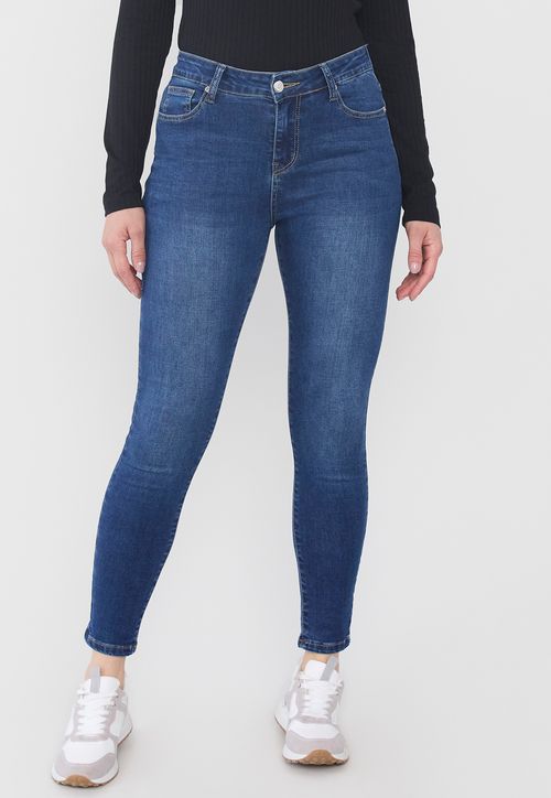 Jeans Mujer Calce Skinny Azul Oscuro