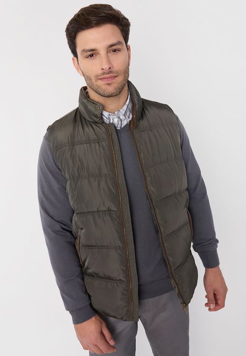 Parka Hombre S/M Cuello Suede Musgo