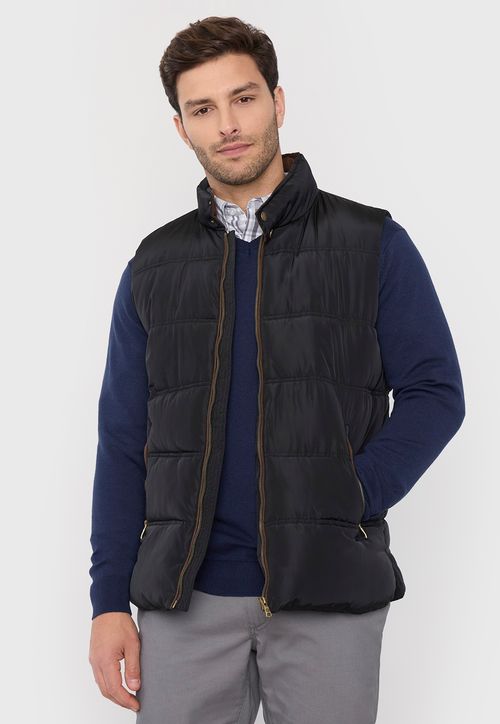 Parka Hombre S/M Cuello Suede Negro