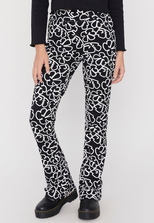 Calza Niña Teen Fullprint Negro