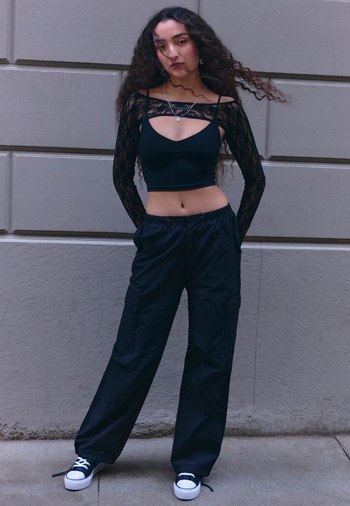 Pantalón Mujer Negro Parachute