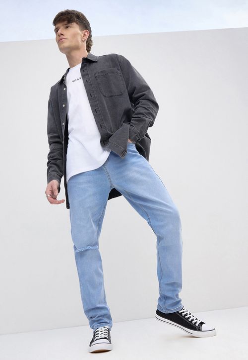 Jeans Hombre Skinny Fit Azul Claro Spandex