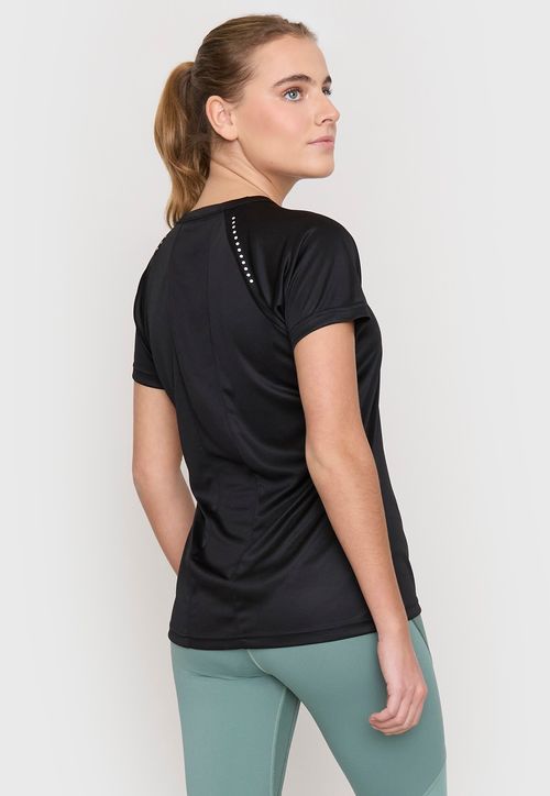 Polera Mujer Deportiva Poliéster Negro V-Neck