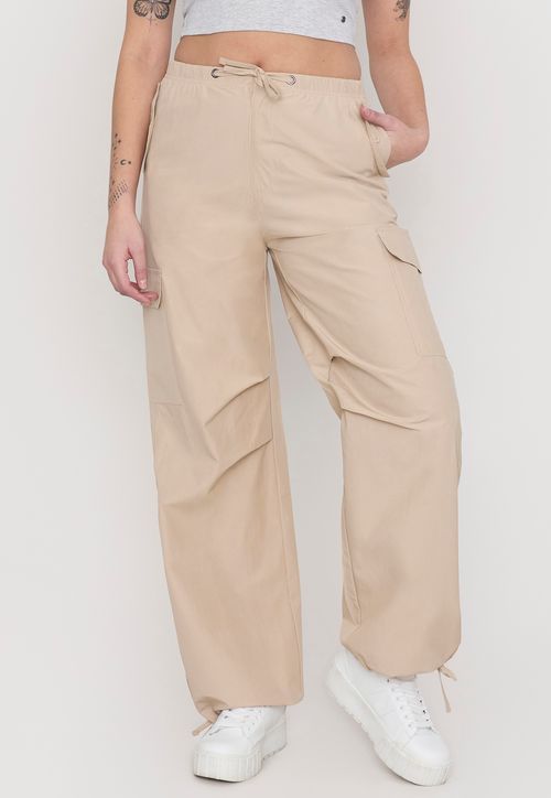 Pantalón Parachute Mujer Beige