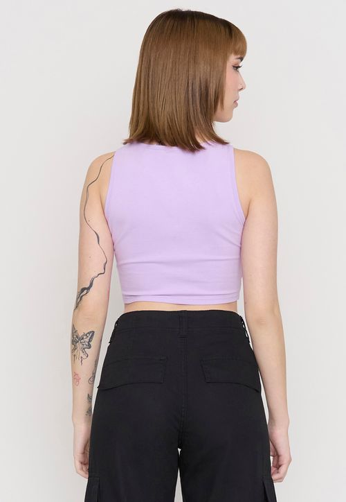 Polera Mujer Sin Mangas Crop Lila