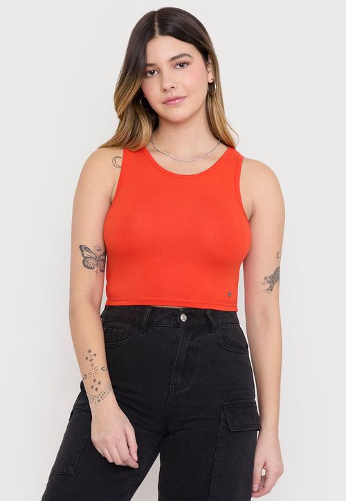 Polera Mujer Sin Mangas Crop Rojo