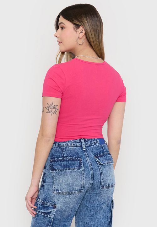Polera Mujer Crop Cotton Spx Fucsia