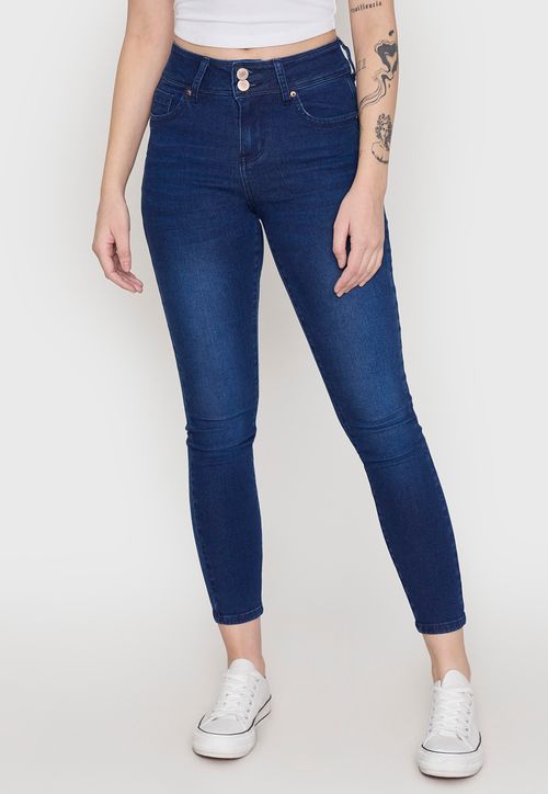 Jeans Mujer High Waist 2 Botones Azul Oscuro