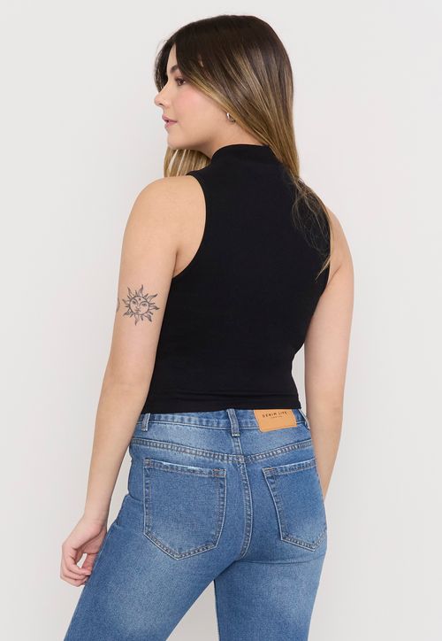 Polera Mujer Sin Mangas Cuello Moc Negro