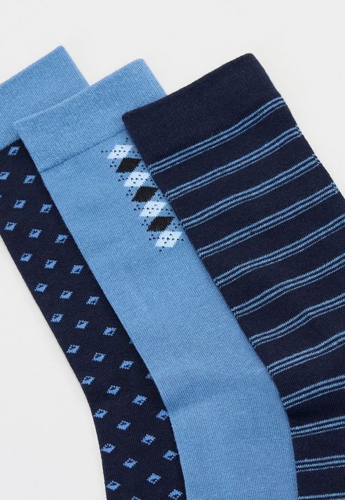 Calcetines Hombre Tripack Print Mix Navy