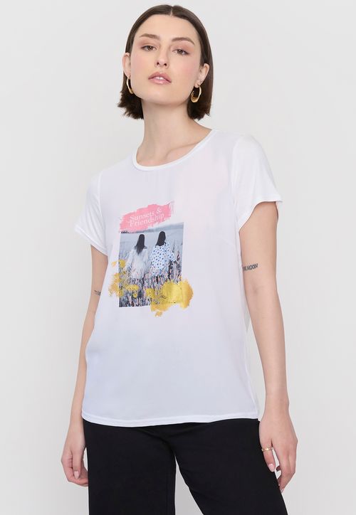 Polera Mujer Estampada Blanco 1