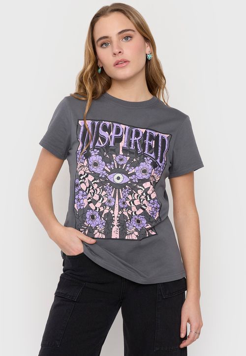 Polera Mujer Fun Oversize M/C Gris