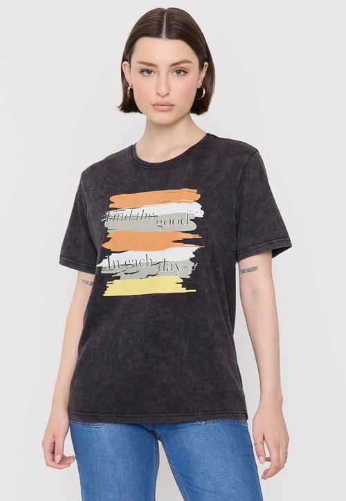 Polera Mujer Folia M/C Grafito