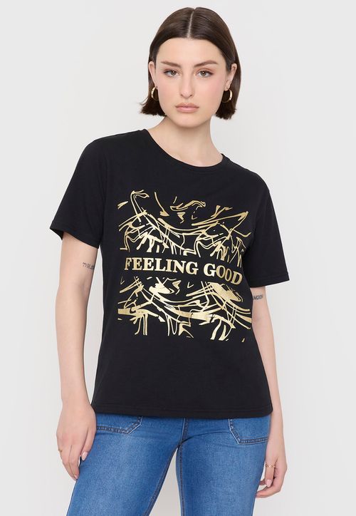 Polera Mujer Print Folia Negro