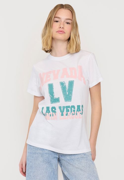 Polera Mujer Fun Oversize Blanco Varsity