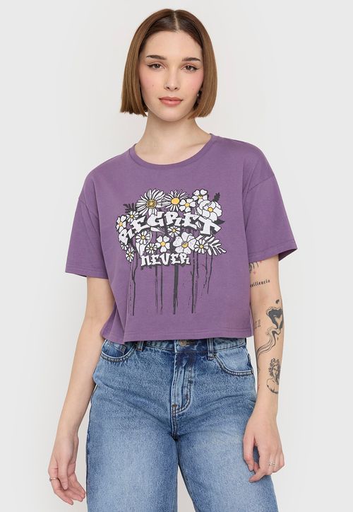 Polera Fun Mujer Manga Corta Crop Morado