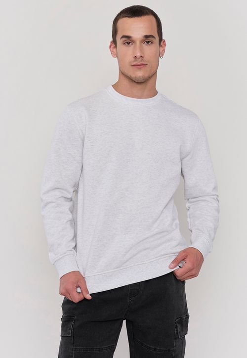 Polerón Hombre Liso Gris R-Neck