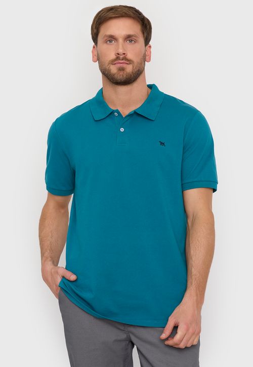 Polera Hombre Lisa Piqué Petróleo