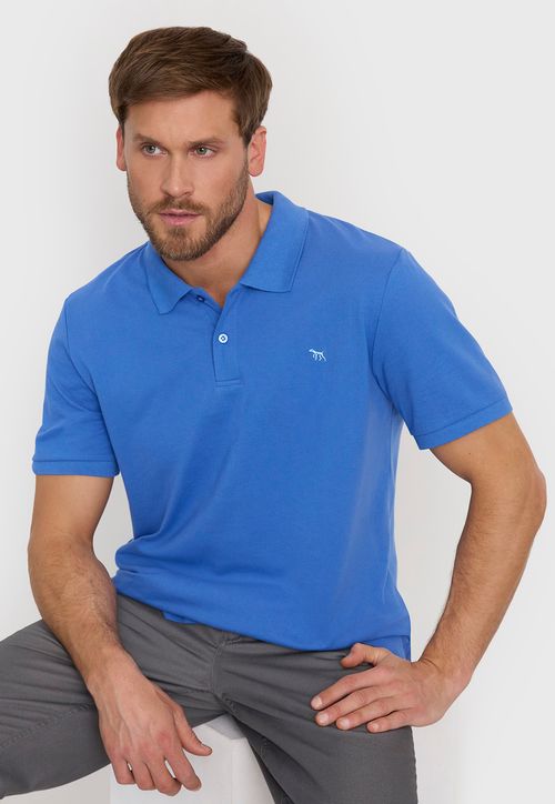 Polera Hombre Lisa Piqué Azul