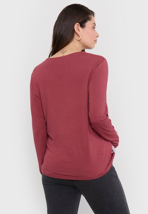 Polera Mujer Fabric Mix Rojo