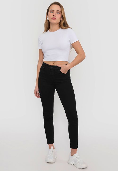 Jeans Skinny Mujer Básico 5 Bolsillos Negro