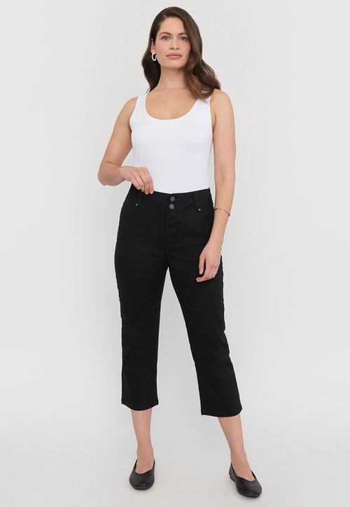 Pantalón Mujer Capri Gabardina Negro